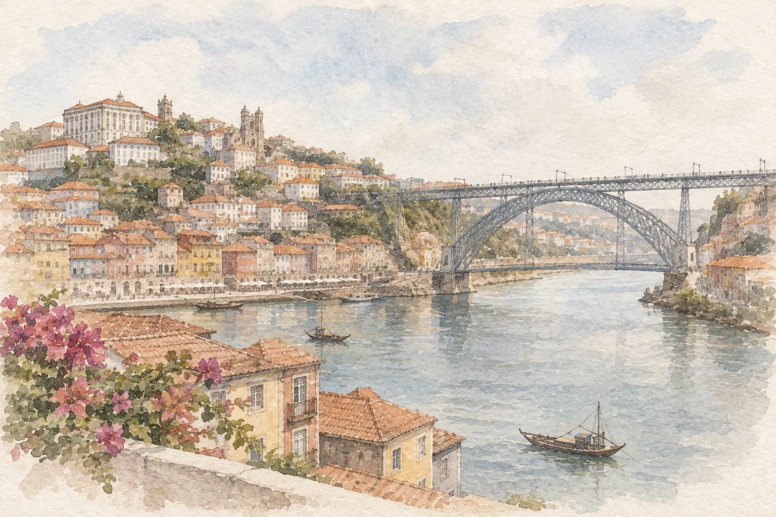 Acuarela de Oporto para la preboda